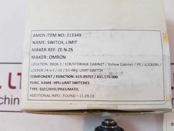 OMRON ZE-N-2S LIMIT SWITCH 480VAC