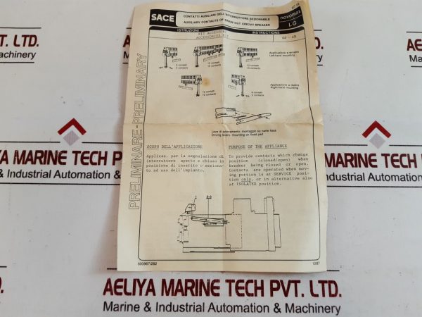 SACE AUXILIARY CONTACTS OF DRAW-OUT CIRCUIT-BREAKER