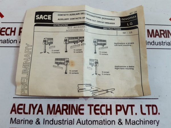 SACE AUXILIARY CONTACTS OF DRAW-OUT CIRCUIT-BREAKER
