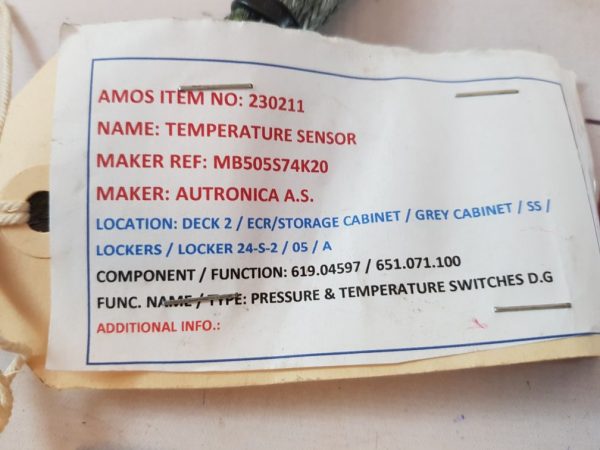 AUTRONICA MB505S 74 K20 PRESSURE & TEMPERATURE SWITCHES