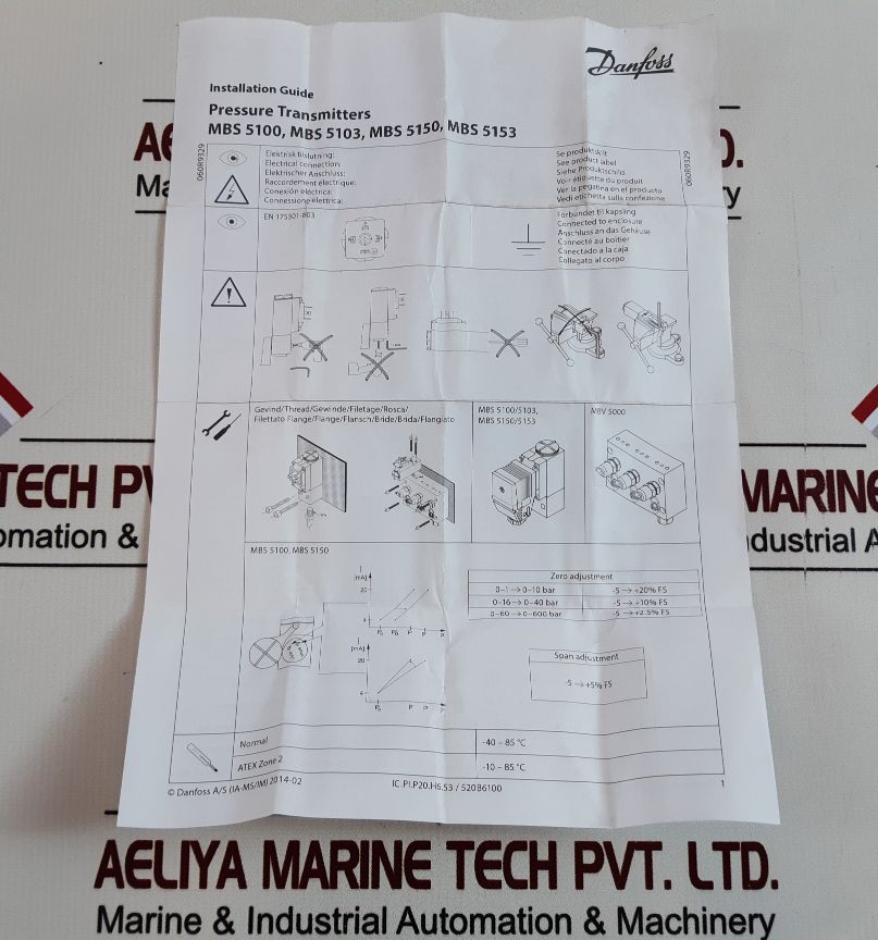 DANFOSS MBS 5150 PRESSURE TRANSMITTER 060N1091