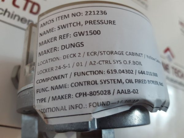DUNGS GW 1500 PRESSURE SWITCH