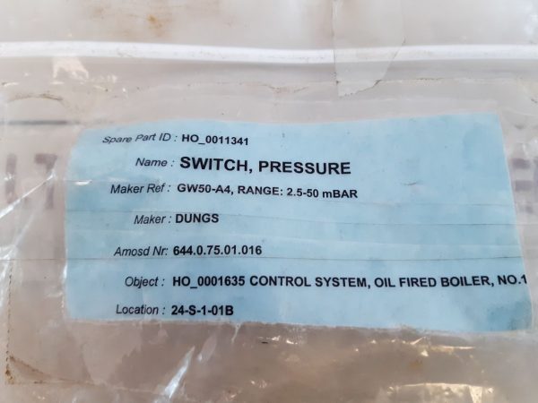 DUNGS TECHNIC GW 50 A4 PRESSURE SWITCH