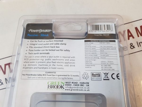 GREEN BROOK H92WP-C RCD FUSED SPUR POWER BREAKER