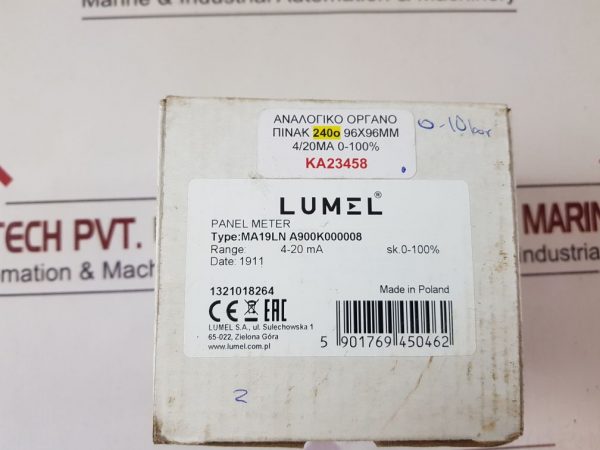 LUMEL MA 19 PANEL METER 0 TO 10 BAR