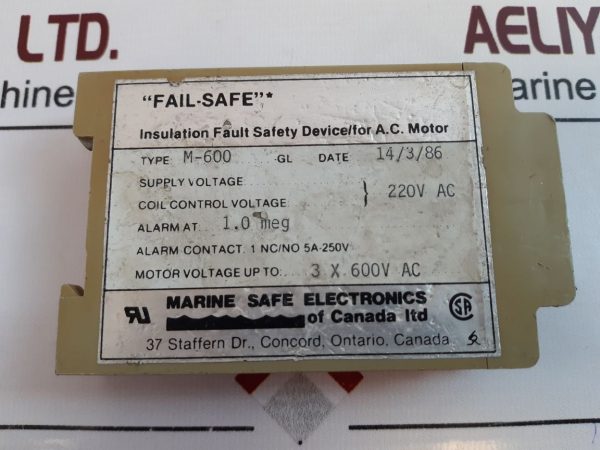 MARINE SAFE M-600 INSULATION FAULT RELAY