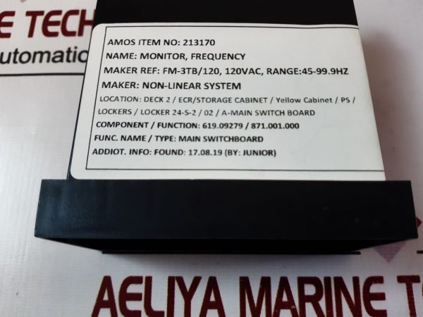 NON-LINEAR SYSTEMS FM-3TB/120 FREQUENCY MONITOR