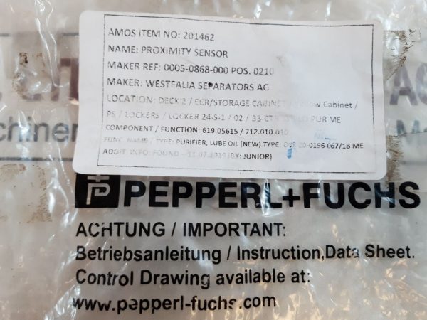 PEPPERL+FUCHS NJ5-11-N-G PROXIMITY SENSOR 306130