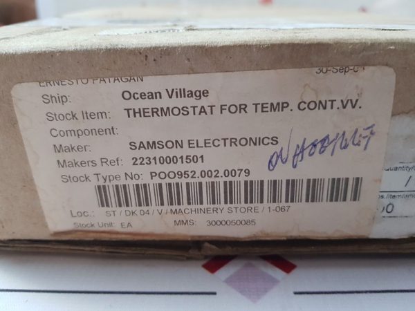 SAMSON ELECTRONICS 2231-008502 0093 THERMOSTAT FOR TEMPERATURE CONTROLLER