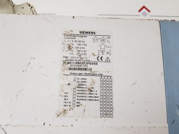 SIEMENS SIPROTEC 7SJ62 PROTECTION RELAY