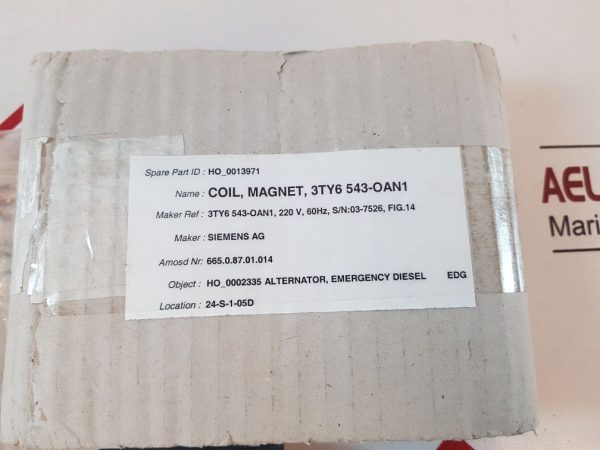 SIEMENS 3TY6 543-0AN1 MAGNETIC COIL
