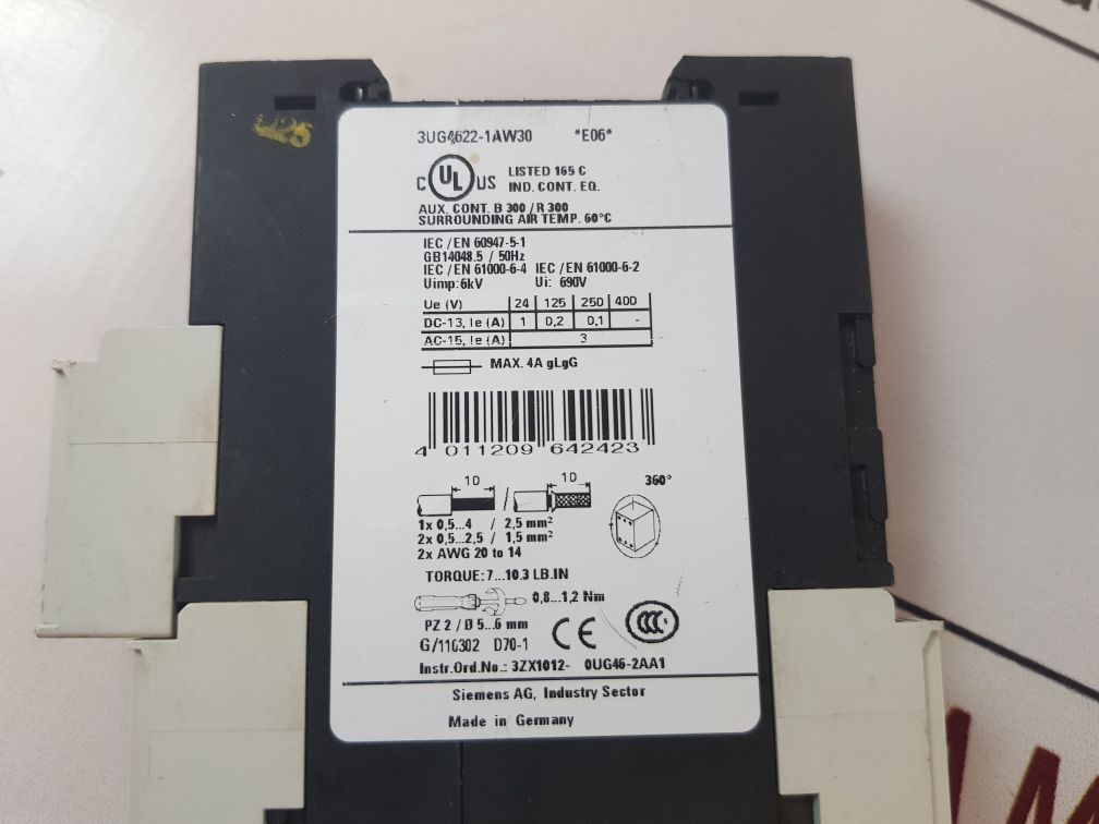 SIEMENS SIRIUS 3UG4622-1AW30 CURRENT MONITORING RELAY