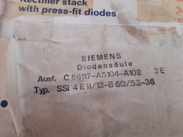 SIEMENS SSI 4E11/12-B 60/52-36 RECTIFIER STACK WITH PRESS-FIT DIODES