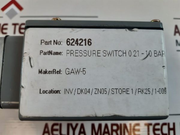 SQUARE D GAW-5 PRESSURE SWITCH 624216