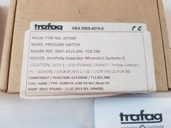 TRAFAG 9B4.3377 PRESSURE SWITCH IP65