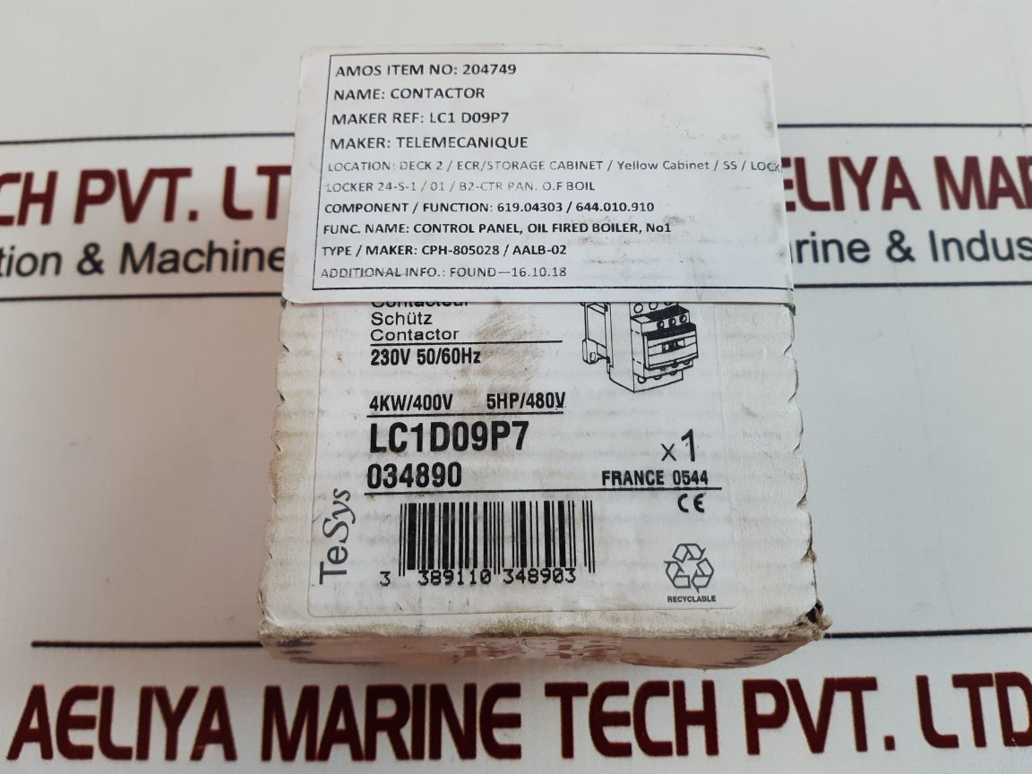 TELEMECANIQUE SCHNEIDER ELECTRIC LC1D09 CONTACTOR - Aeliya Marine