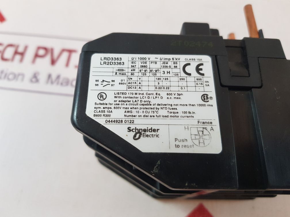 TELEMECANIQUE SCHNEIDER ELECTRIC LR2 D33 THERMAL OVERLOAD RELAY 600V - Image 4