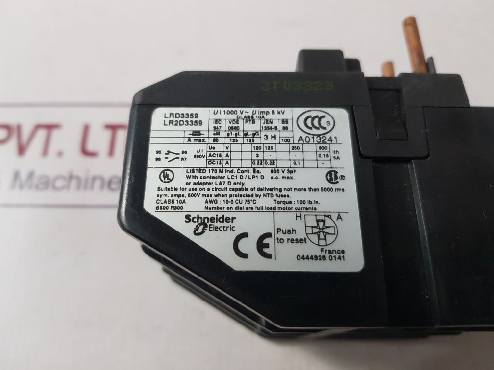 TELEMECANIQUE SCHNEIDER ELECTRIC LR2D3359 THERMAL OVERLOAD RELAY 600V - Image 8