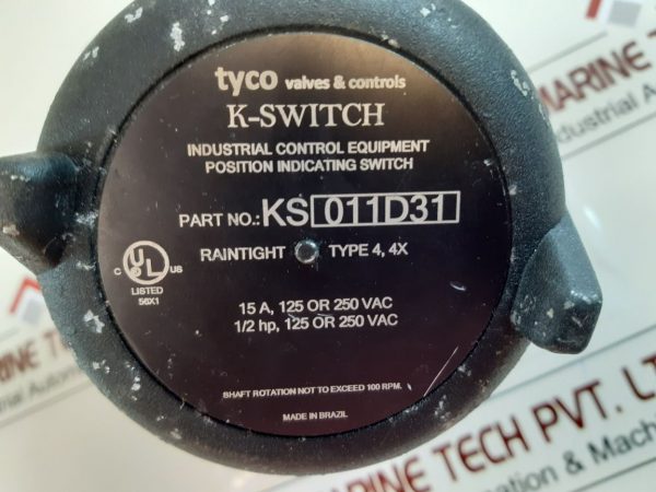 TYCO KS 011D31 INDUSTRIAL CONTROL EQUIPMENT POSITION INDICATING SWITCH 250 VAC