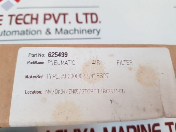 XHNOTION AF2000-02 G1/4” PNEUMATIC AIR FILTER 625499