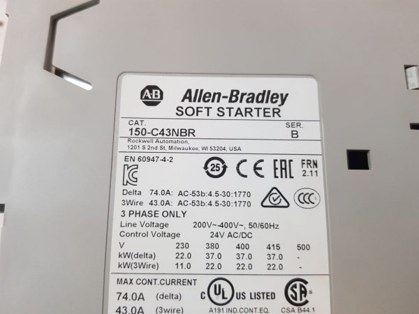 ALLEN-BRADLEY 150-C43NBR SOFT STARTER SER. B