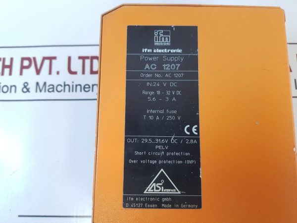 IFM ELECTRONICS AC 1207 AS INTERFACE POWER SUPPLY