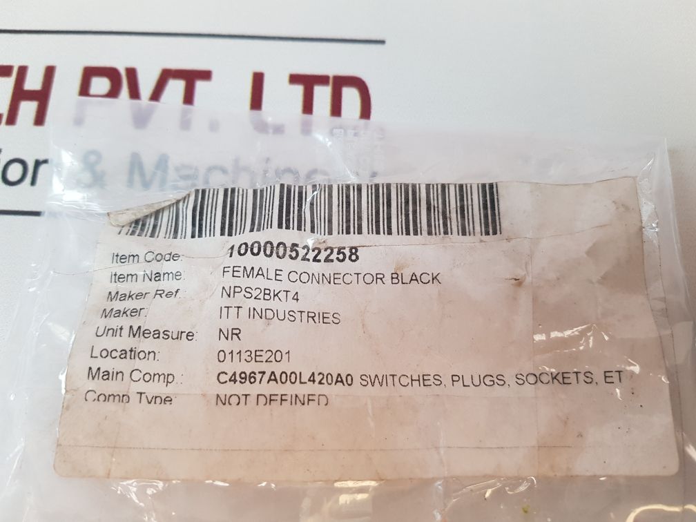 ITT NPS2BKT4 FEMALE CONNECTOR BLACK