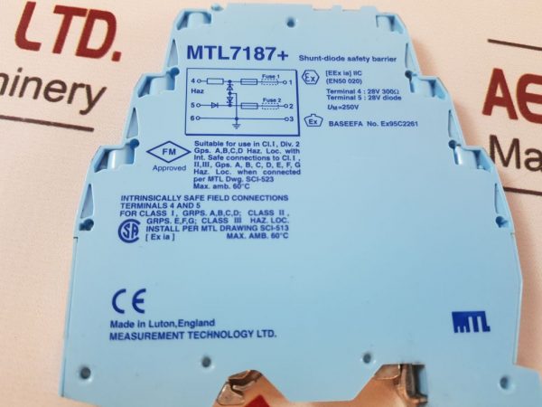 MEASUREMENT TECHNOLOGY MTL7187+ SHUNT-DIODE SAFETY BARRIER