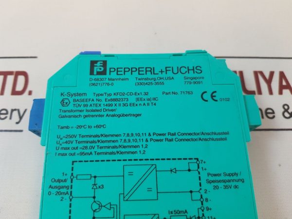 PEPPERL+FUCHS KFD2-CD-EX1.32 TRANSFORMER ISOLATED DRIVER 71763