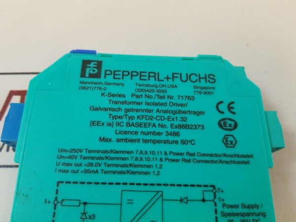 PEPPERL+FUCHS KFD2-CD-EX1.32 TRANSFORMER ISOLATED DRIVER 71763