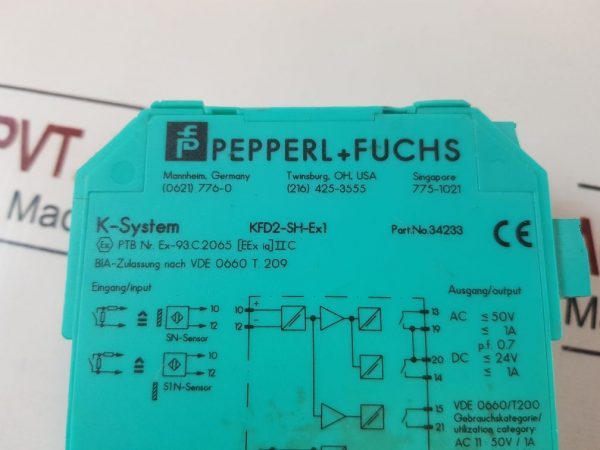 PEPPERL+FUCHS KFD2-SH-EX1 SWITCH AMPLIFIER 34233