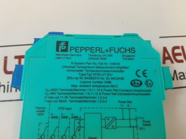 PEPPERL+FUCHS KFD2-UT-EX1 UNIVERSAL TEMPERATURE MEASUREMENT AMPLIFIER 104016