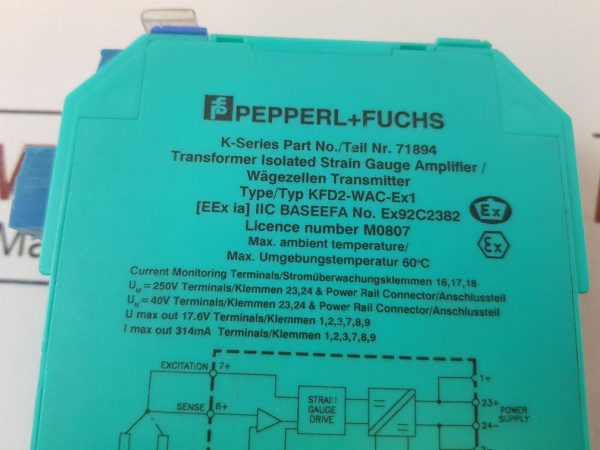 PEPPERL+FUCHS KFD2-WAC-EX1 TRANSFORMER ISOLATED STRAIN GAUGE AMPLIFIER 71894