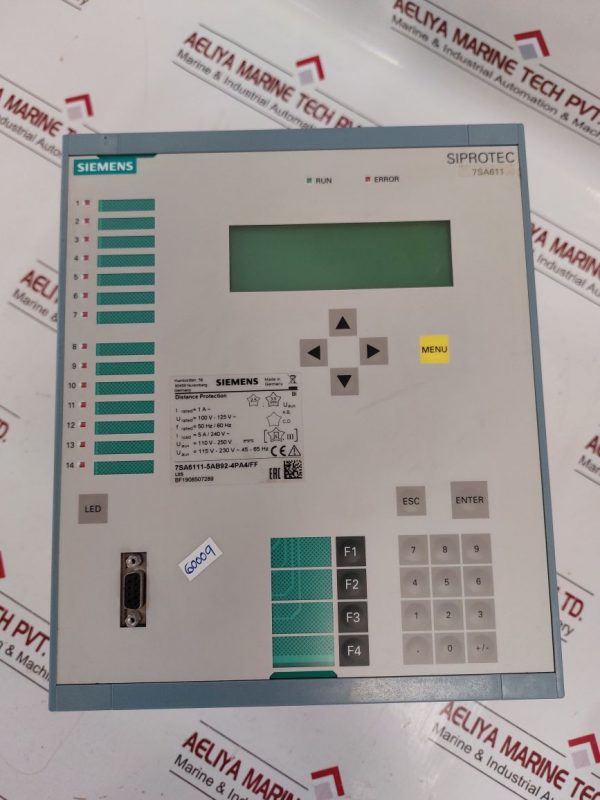 SIEMENS SIPROTEC 7SA6111-5AB92-4PA4/FF DISTANCE PROTECTION RELAY