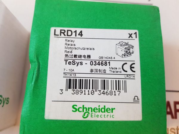 SCHNEIDER ELECTRIC TELEMECANIQUE LRD14 THERMAL OVERLOAD RELAY