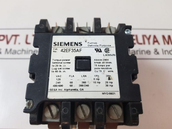SIEMENS 42EF35AF DEFINITE PURPOSE CONTACTOR