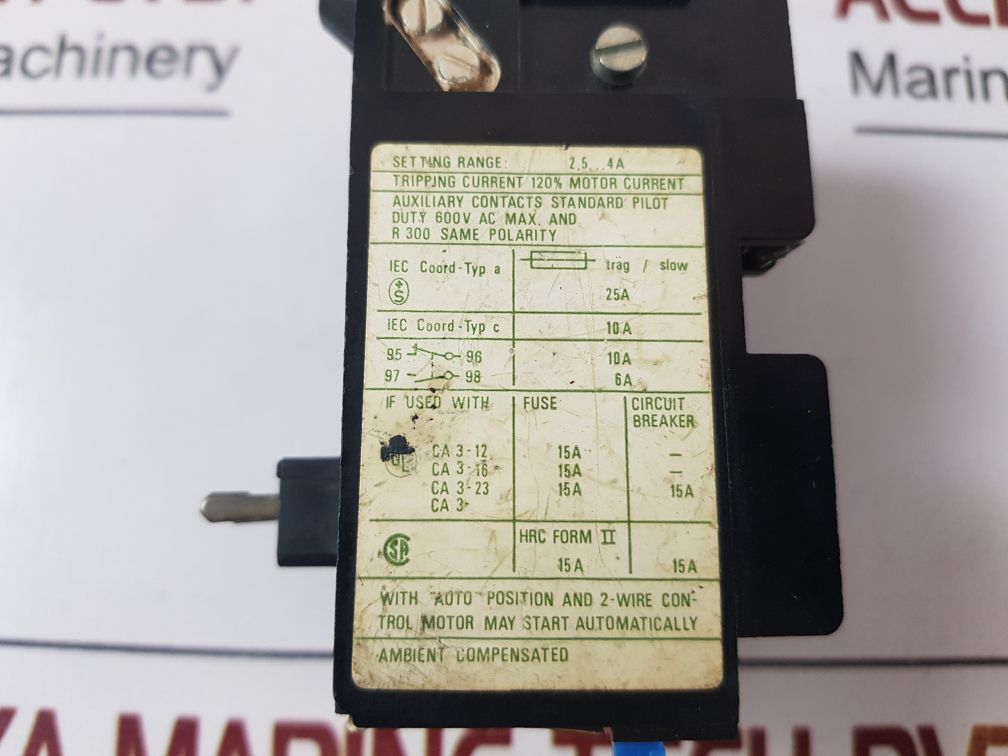 Schuh CT 3-12 2.5-4A 600V Thermal Overload Relay Sprecher 