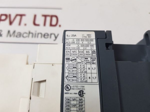 TELEMECANIQUE SCHNEIDER ELECTRIC LC1D09 CONTACTOR WITH AUXILIARY CONTACT