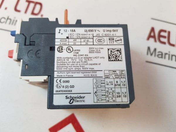 TELEMECANIQUE SCHNEIDER ELECTRIC LRD 21 THERMAL OVERLOAD RELAY