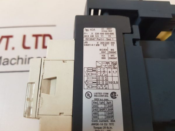 TELEMECANIQUE SCHNEIDER ELECTRIC LC1D25 CONTACTOR 600V