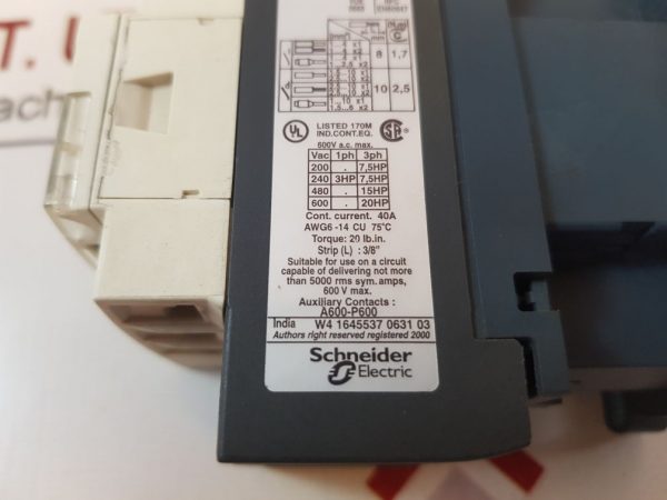 TELEMECANIQUE SCHNEIDER ELECTRIC LC1D25 CONTACTOR 600V