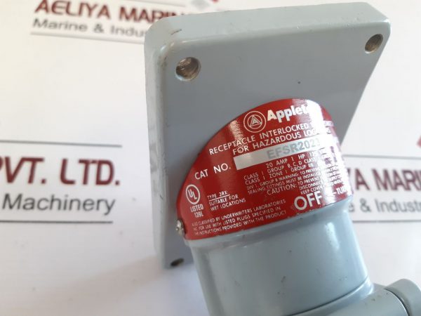 APPLETON ELECTRIC EFSR2023 RECEPTACLE INTERLOCKED WITH SWITCH