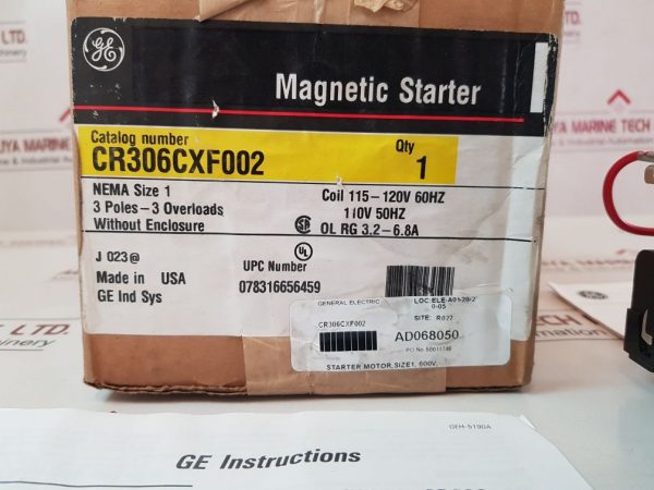 General Electric Cr306cxf002 Magnetic Motor Starter