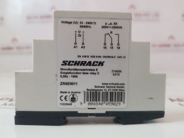 SCHRACK ZR5E0011 SINGLE FUNCTION TIME RELAY