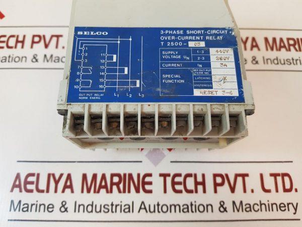 SELCO T2500 3-PHASE SHORT-CIRCUIT OVER-CURRENT RELAY 3A