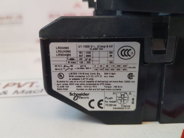 TELEMECANIQUE SCHNEIDER ELECTRIC LR2D43 THERMAL OVERLOAD RELAY