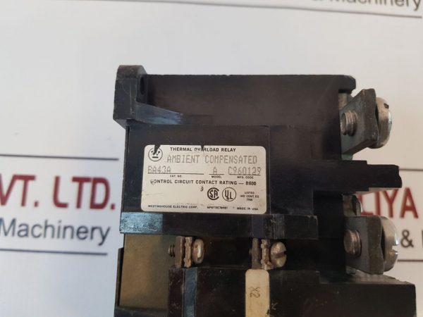 WESTINGHOUSE BA43A THERMAL OVERLOAD RELAY