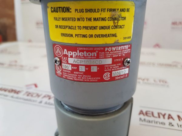 Appleton Acp1034cd Powertite Clamping Ring Plug 600vac