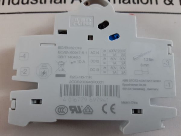 Abb S2c-h6-11r Auxiliary Contact 10a