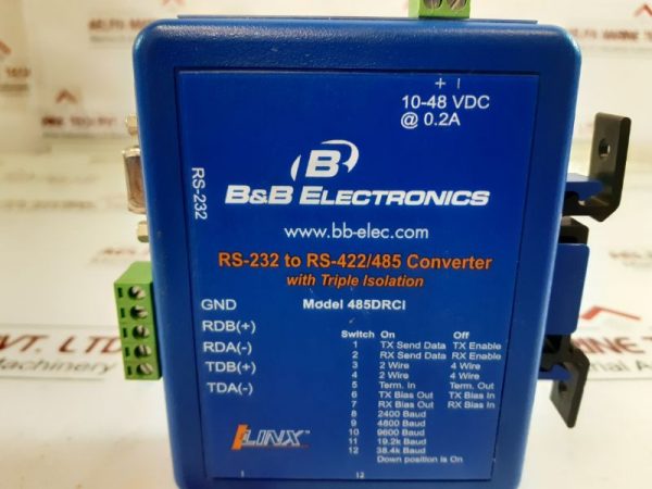 B&b Electronics 485drci Rs-232 To Rs-422/485 Converter With Triple Isolation